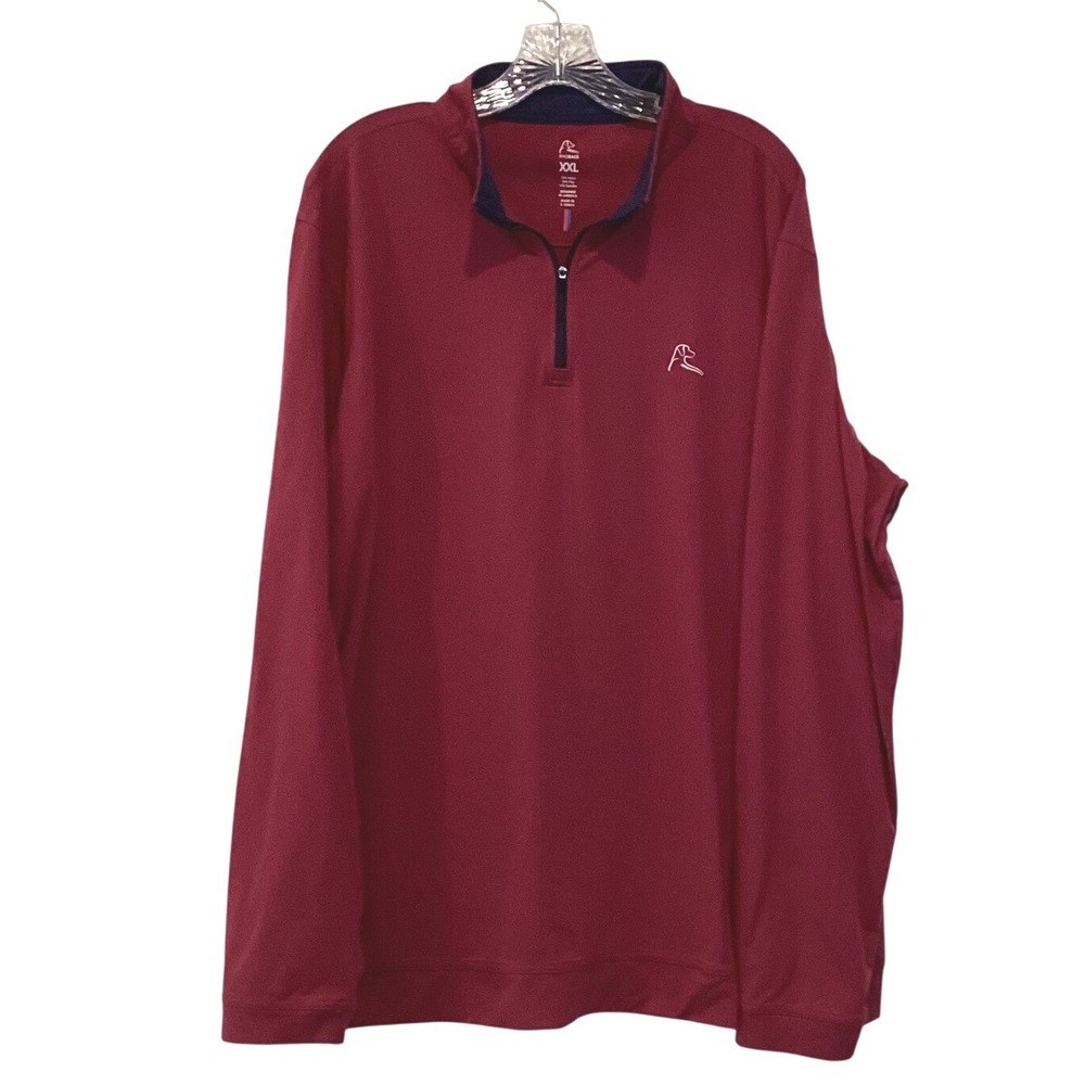Rhoback XXL Performance 1/4 Zip Pullover Maroon Red Blue Long Sleeve Shirt Logo